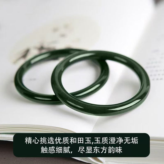 和田玉手镯塔青玉石细条青玉细料手镯可叠戴节日礼物送妈妈送女友